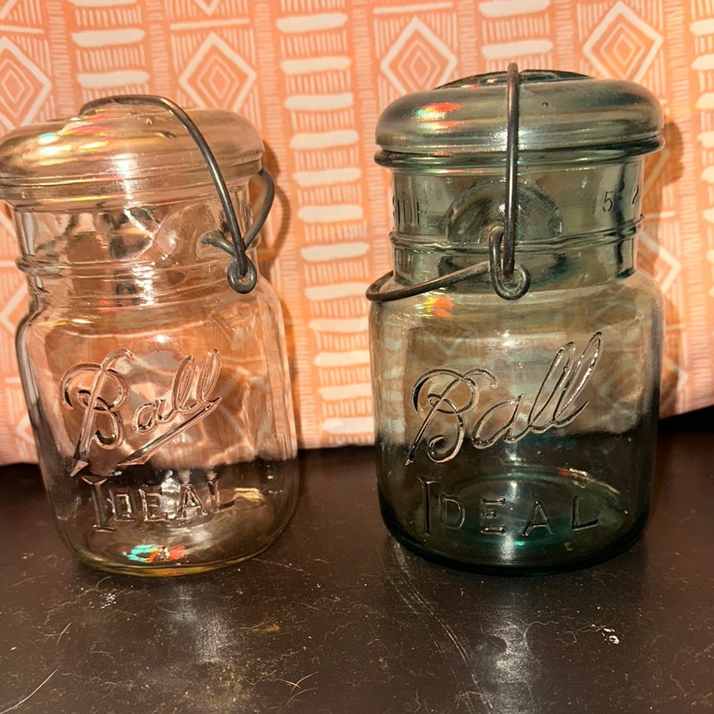 Ball Glass Food Storage Jars - Clear and Green